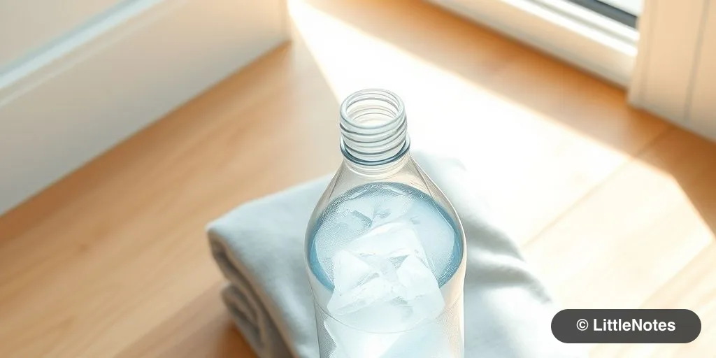 Use frozen water bottles for foot pain