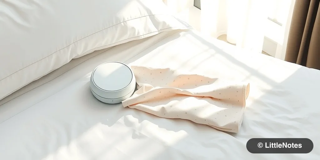 Use white noise and swaddles while travelling