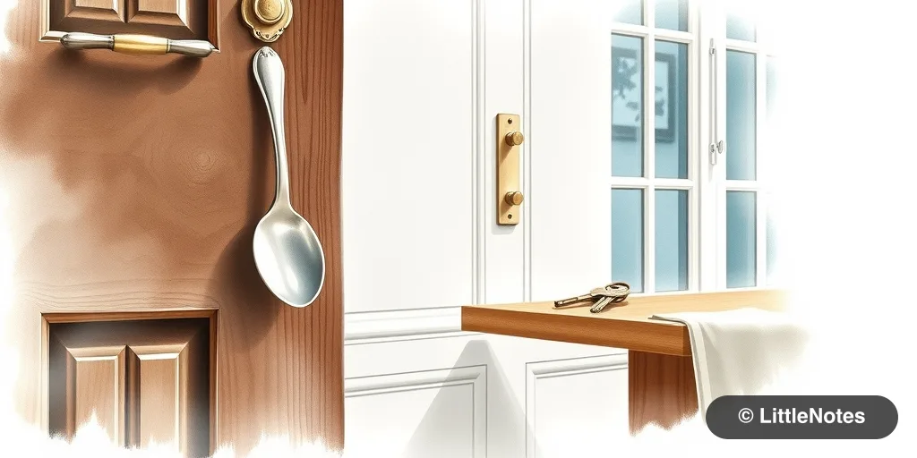 Use spoon handle for stuck doors