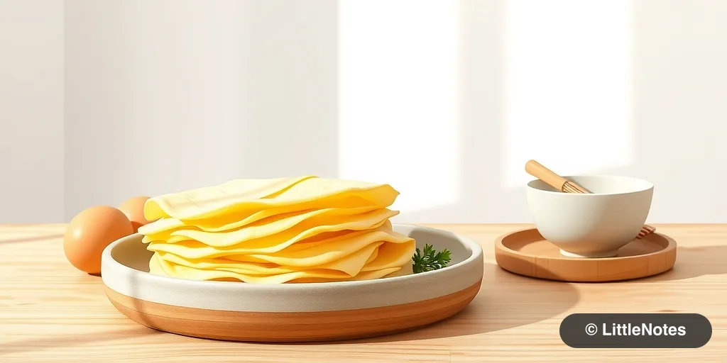Prepare thicker egg omelette strips